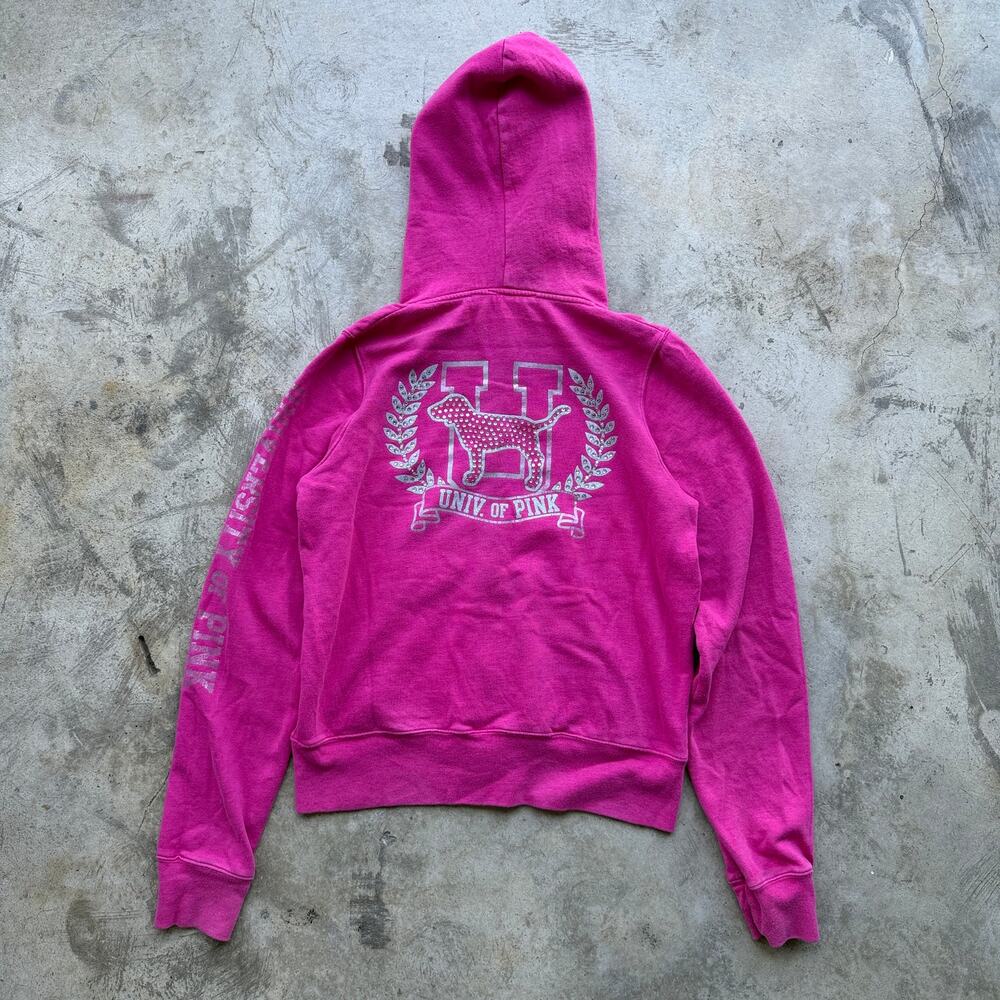 Y2K Victoria’s Secret PINK Rhinestone Zip up Hoodie Medium